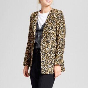 Who What Wear Cheetah Leopard Print Frock Coat Blazer Jacket Small